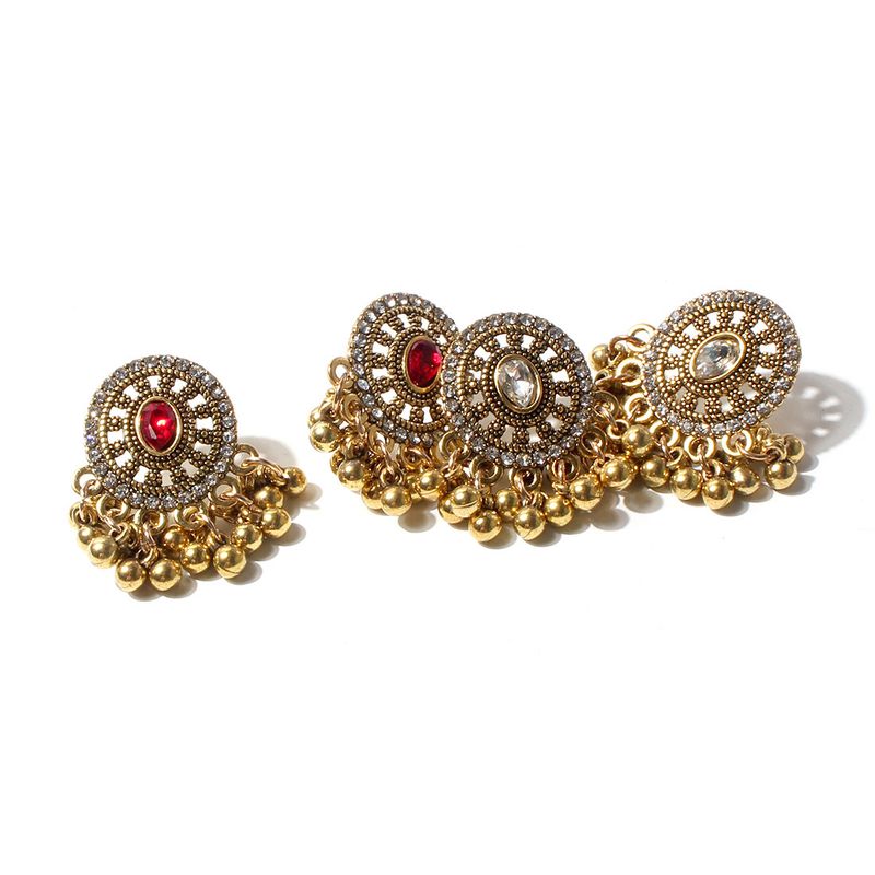 Orecchini unisex in lega con strass rotondi retrò, semplici, in stile indiano, per donna_voghion.com