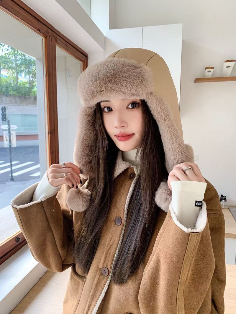 2025 Damen Winter Neue High-End Fleece gefütterte warme Lei Feng zum Reiten, Kälteschutz, großer Umfang, Kopfwickelmütze_voghion.com
