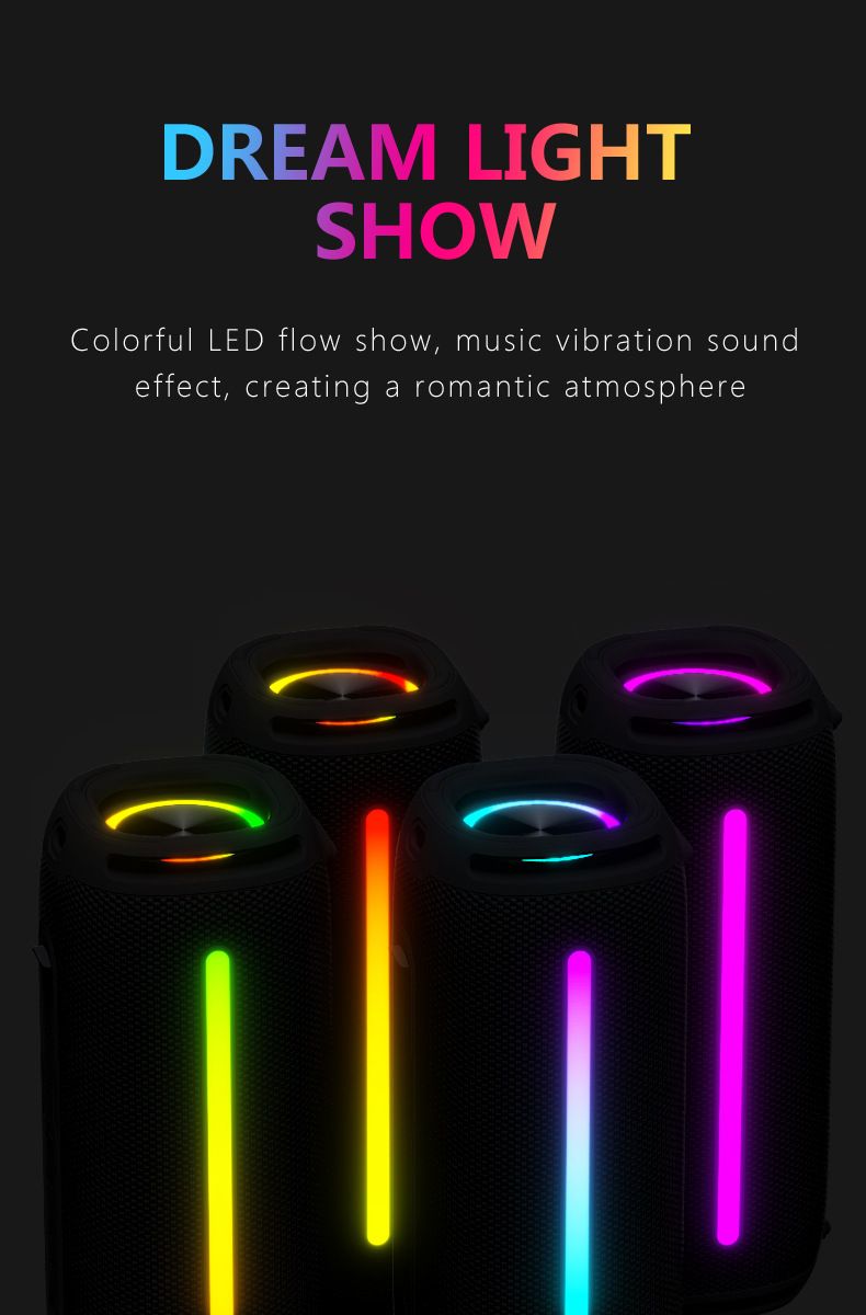 2025 Bluetooth Wireless Outdoor-Lautsprecher RGB Farbe Wasserdicht Tragbarer Hochleistungslautsprecher_voghion.com