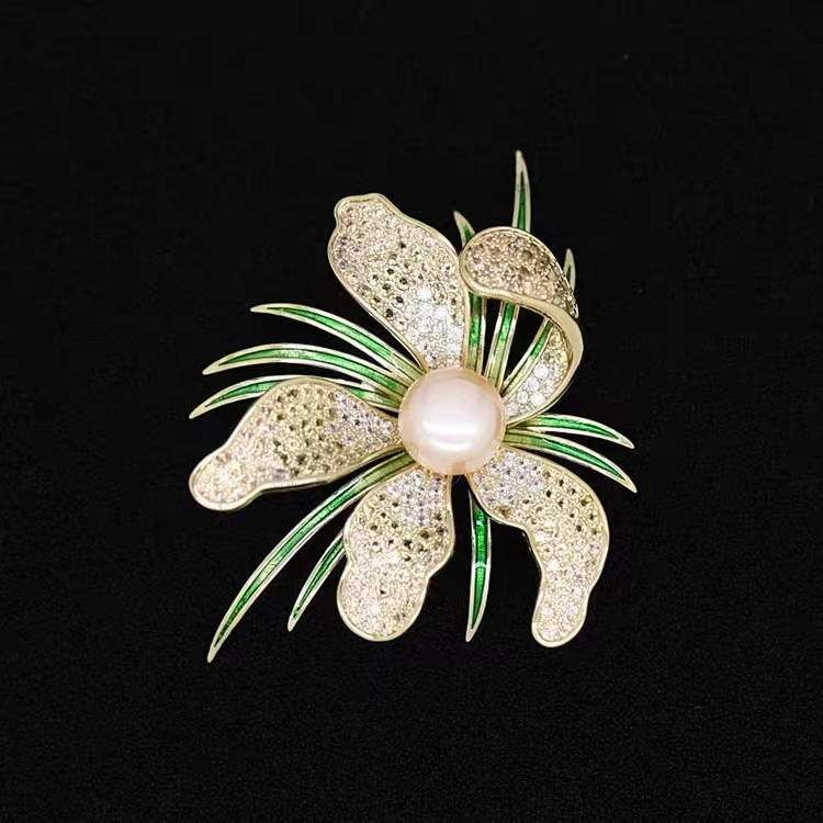 Pfingstrose Brosche Korea Schwerindustrie Micro-intarsien Farbe Zirkonium Brosche Abzeichen Blume Zirkon Pin Abendessen Kleid Lila Gold_voghion.com