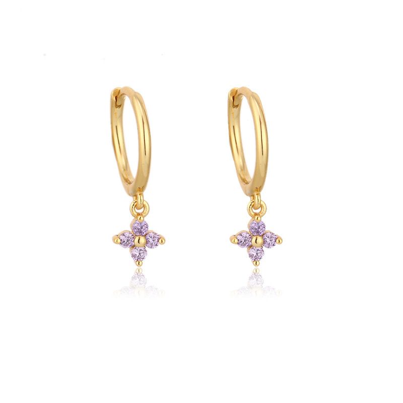 Geometric Floral Inlaid Diamond INS Trendy Elegant Ear Clips French Style Multicolor Zircon Earrings For Women_voghion.com
