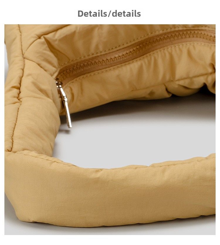 Borsa a tracolla, nuova borsa a tracolla autunnale e invernale semplice e leggera in nylon a mezzaluna trapuntata con nuvola, borsa a tracolla plissettata di grande capacità_voghion.com