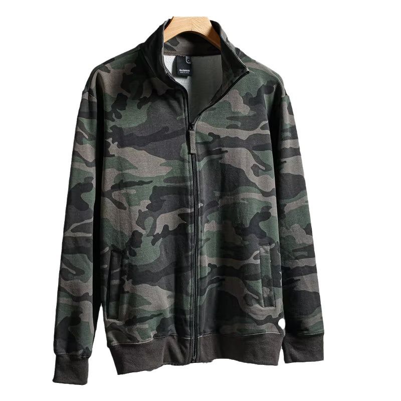 Spring And Autumn Cardigan Camouflage Hoodie Men's Loose Casual Stand Up Collar Zipper Jacket_voghion.com