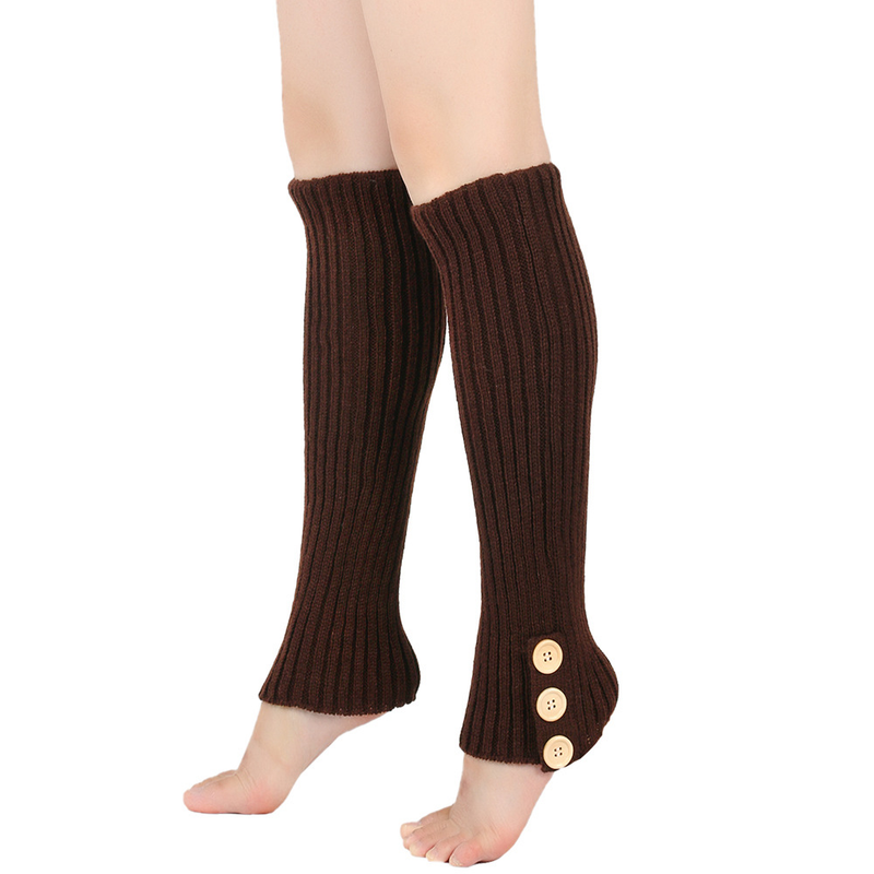 Autumn Winter Warm Knitted Button Long Boot Covers European American Style Slouch Foot Leg Warmers JK Socks_voghion.com