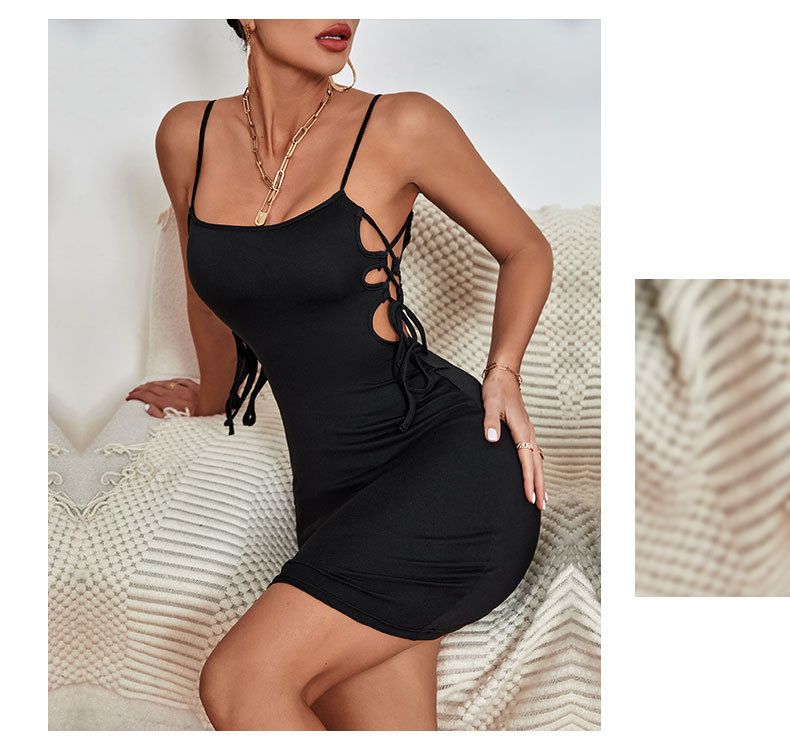 New Sexy Slip Black Sleeveless Dress For Women Summer_voghion.com