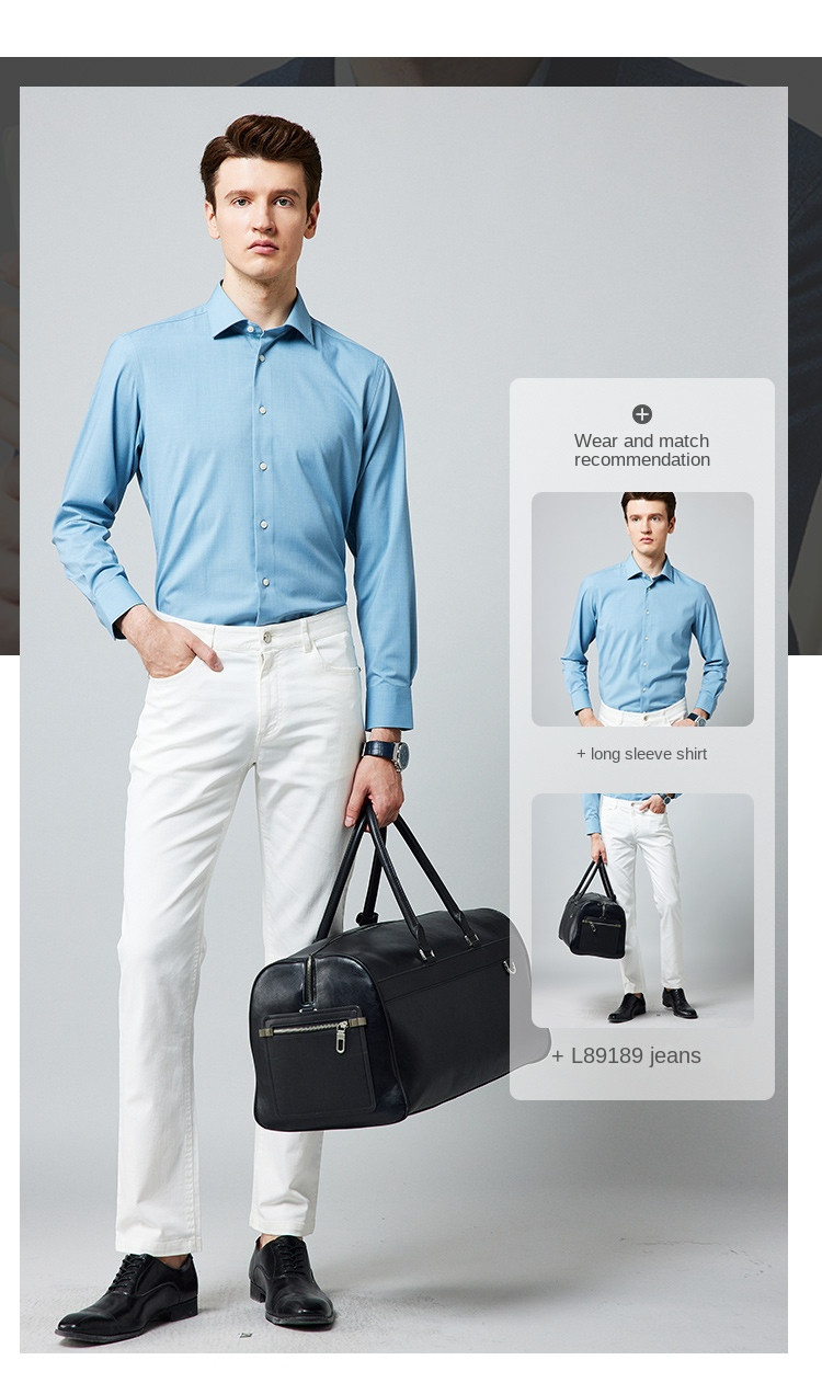 Camicia a maniche lunghe da uomo casual semplice da cento torri classica da uomo per la primavera e l'autunno_voghion.com