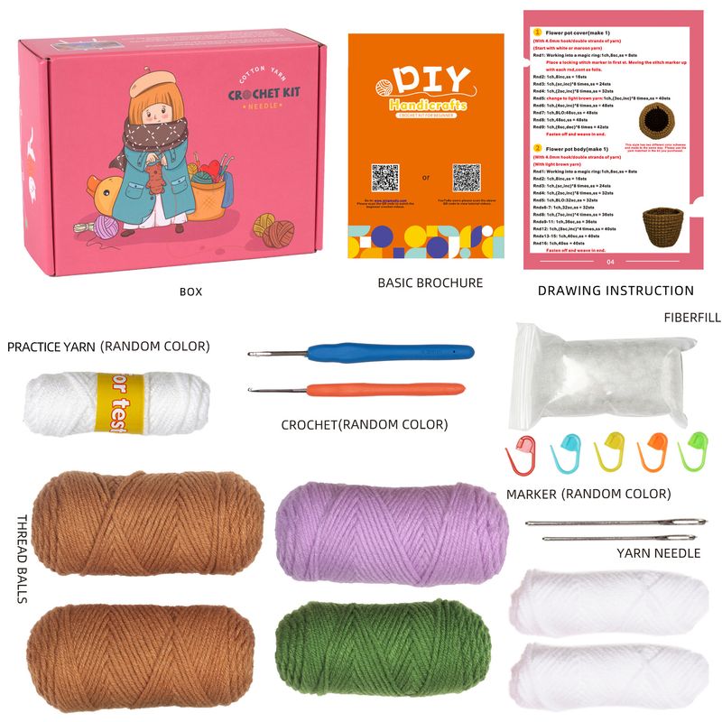 Crochet Material Package Knitting Handmade DIY Homemade Wool Plant Storage Box Ornaments_voghion.com