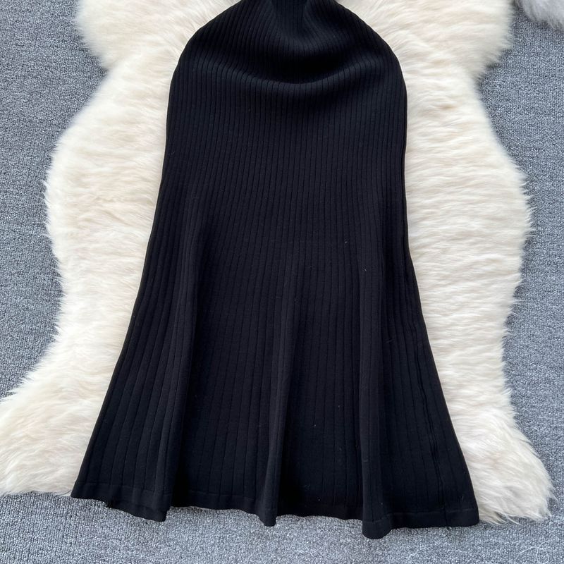 Gonna a coda di pesce sottile senza maniche di alta qualità per abbigliamento da donna, gonna lavorata a maglia_voghion.com