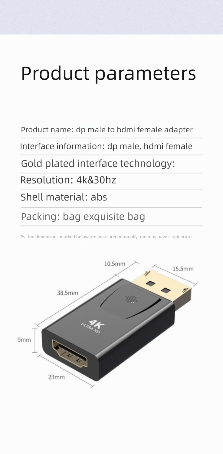 Adaptador de DP a cable 4K HD para ordenador portátil, tarjeta gráfica, convertidor, proyector, HDMI_voghion.com