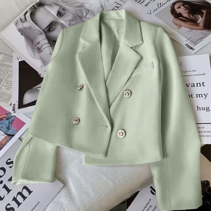 2025s Short Jade Green Jacket For Women, Autumn 2025 New Item, Stature, Casual And Versatile Small Suit_voghion.com