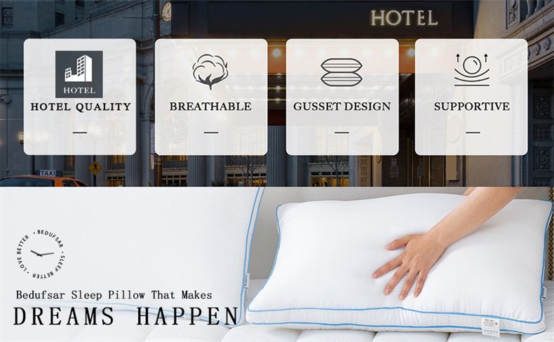 Hotel-Grade Fiber Pillow – Down Alternative Hypoallergenic Bedding (Medium Firm Support Breathable & Machine Washable White 1PC_voghion.com