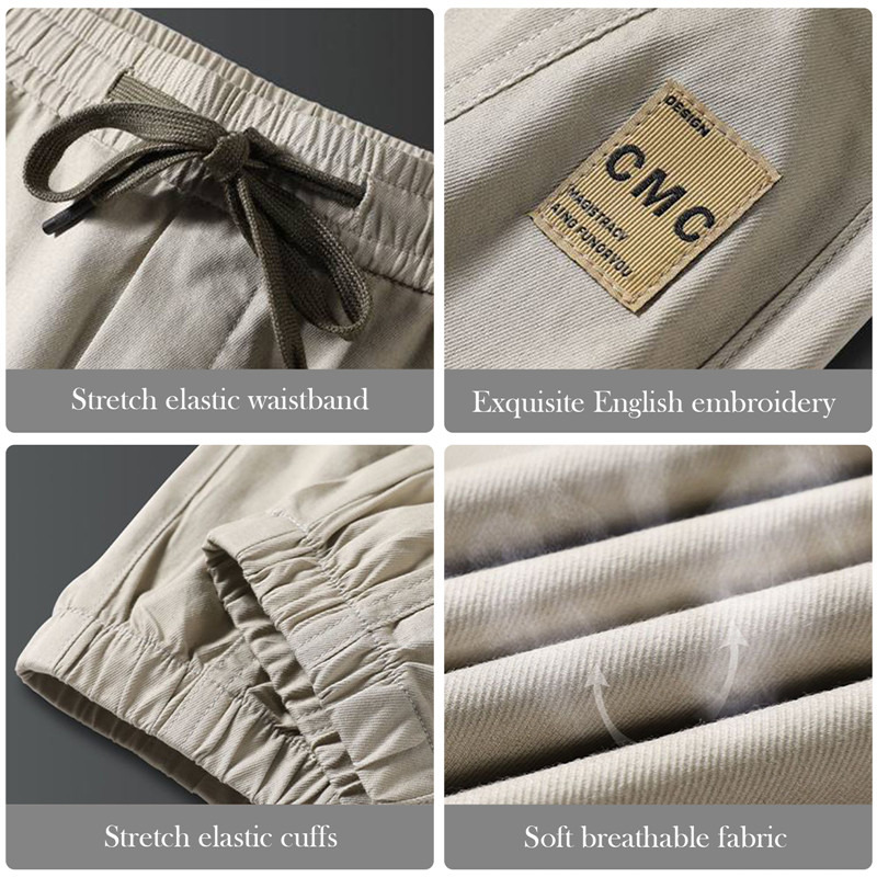 Korean Pant Summer Spring Men Elastic Cargo Sweatpants Jogger Harem Hip Thin Trousers Casual Cotton Waist Hop Slim Pants_voghion.com