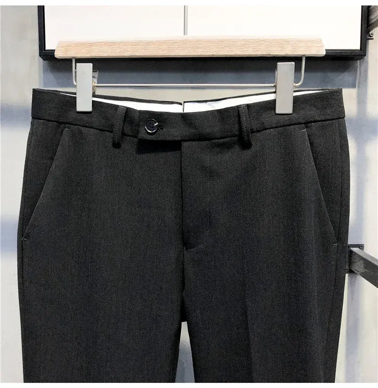 Sommer Männer Drapierte Keine-eisen Kleine Fuß Hosen Abnehmen Jugend Britischen Stil Koreanische Version Kleine Gerade-bein Abgeschnitten Hosen_voghion.com