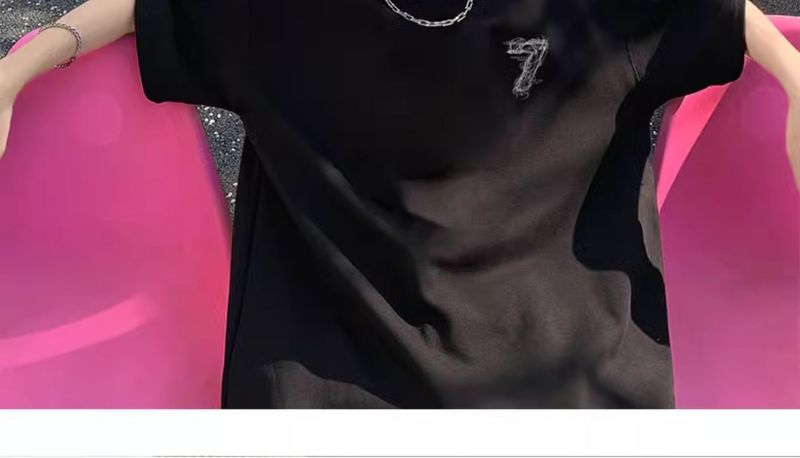 Herrenbekleidung, modisches, schweres, kurzärmeliges T-Shirt aus Baumwolle, für den Sommer, trendiges, halbärmeliges Oberteil, lockeres T-Shirt_voghion.com