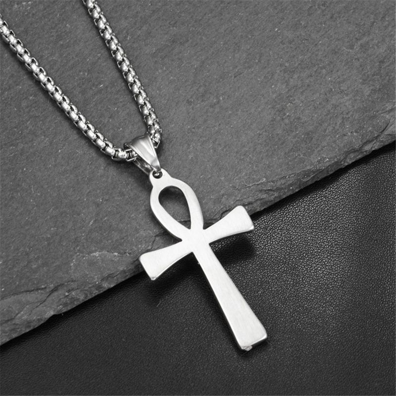 Colgante con amuleto de cruz Ankh del Antiguo Egipto, color dorado y plateado, de acero inoxidable, para mujeres y hombres, regalos de joyería egipcia_voghion.com