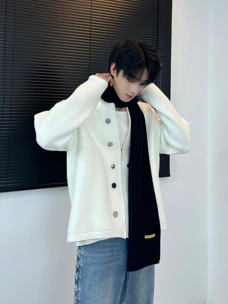 Korean Cardigan Sweater For Men, Spring And Autumn American Style Double-Breasted Zipper Knitwear, High-End -Style_voghion.com