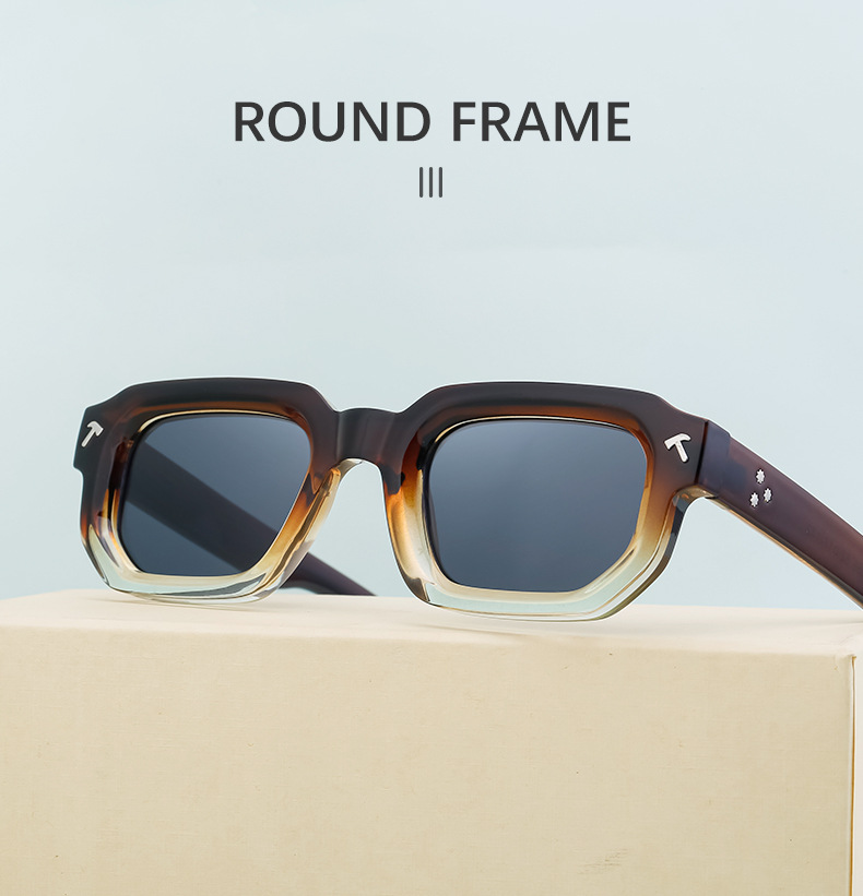 2024 Neue europäische und amerikanische Mode, einfache und vielseitige trendige Box-Sonnenbrille für Männer, kleine Rahmen-Straßenschieß-Sonnenbrille für Männer_voghion.com
