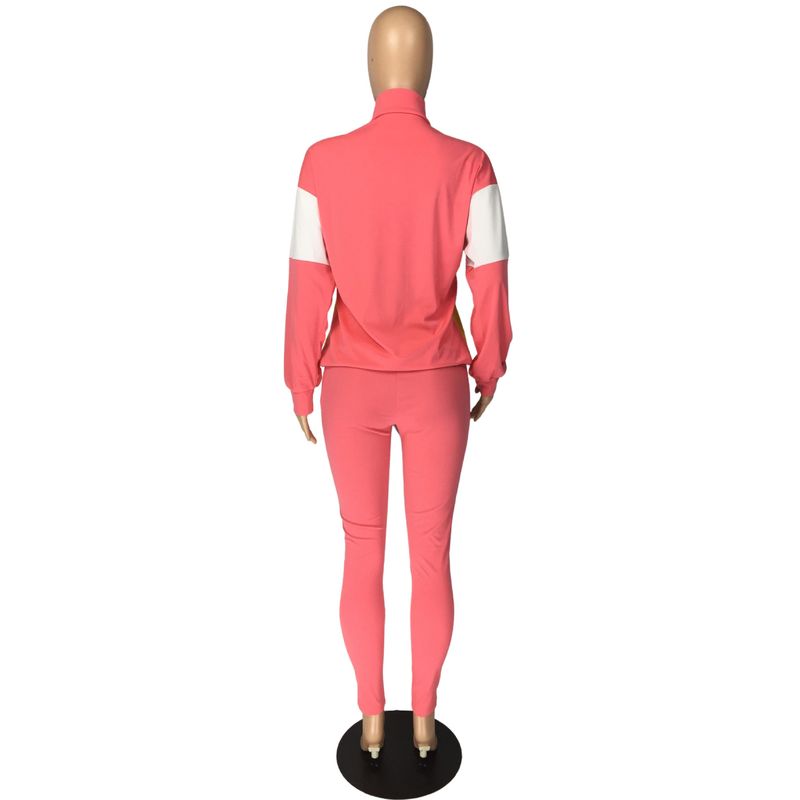 Zweiteiliger Freizeit-Sportanzug für Damen im Farb-Patchwork-Design_voghion.com