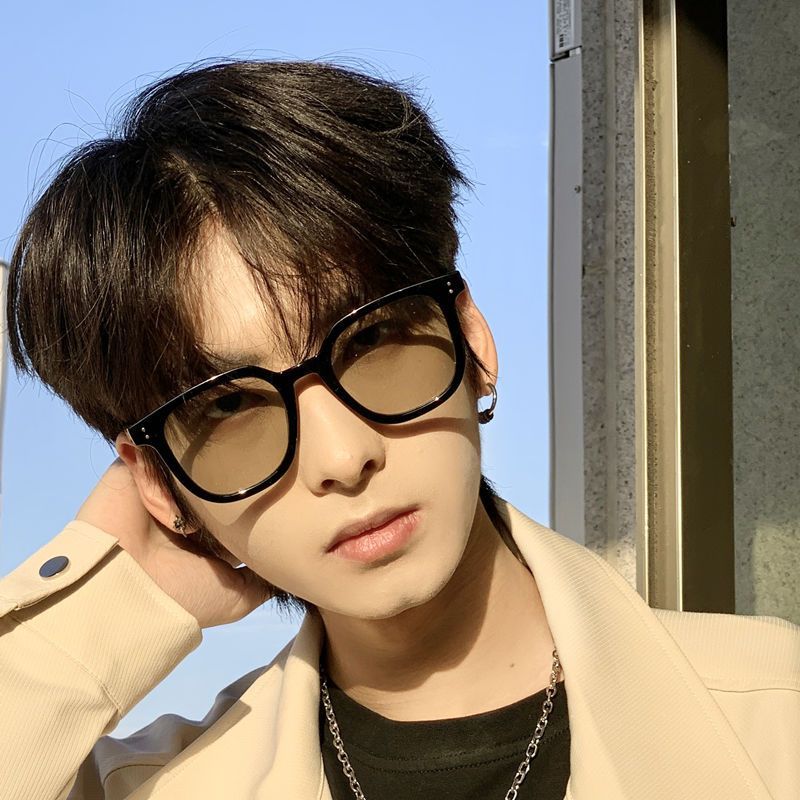 Occhiali da sole da vista snellenti quadrati polarizzati stile coreano INS color tramonto per donne con viso rotondo, per uomo_voghion.com