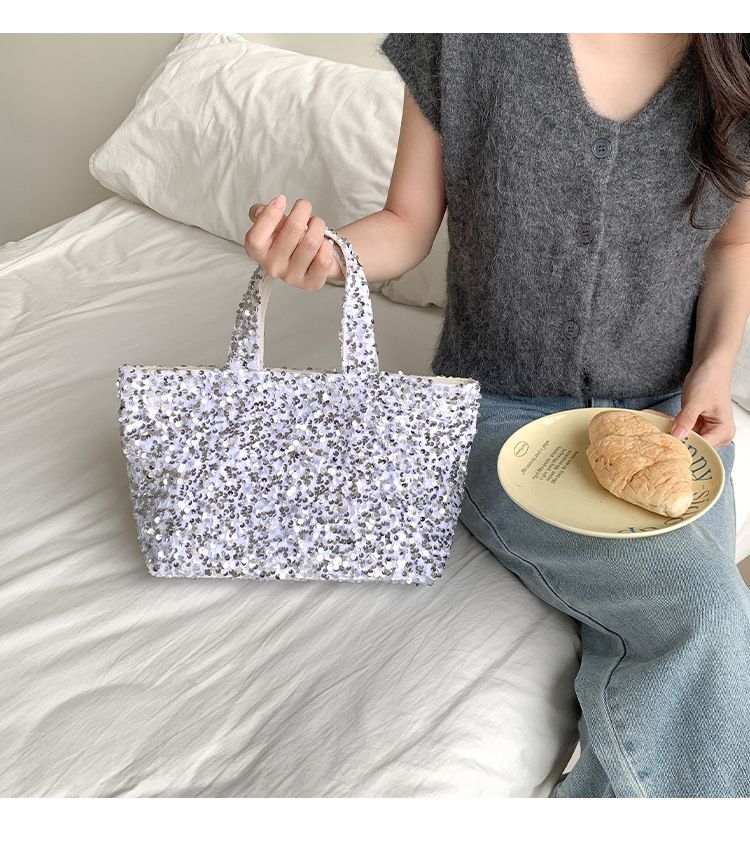 sequins Ladies Handbag, 2025 Fall And Winter New Korean Version Of The Fashion Large Capacity Shopping Bag, Ladies Handbag_voghion.com