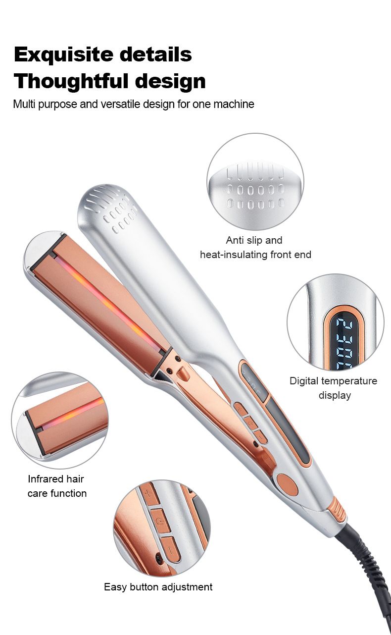 Infrarot Große Temperatureinstellung Styling und Pflege 2-in-1 Breitplatten-Haarglätter_voghion.com