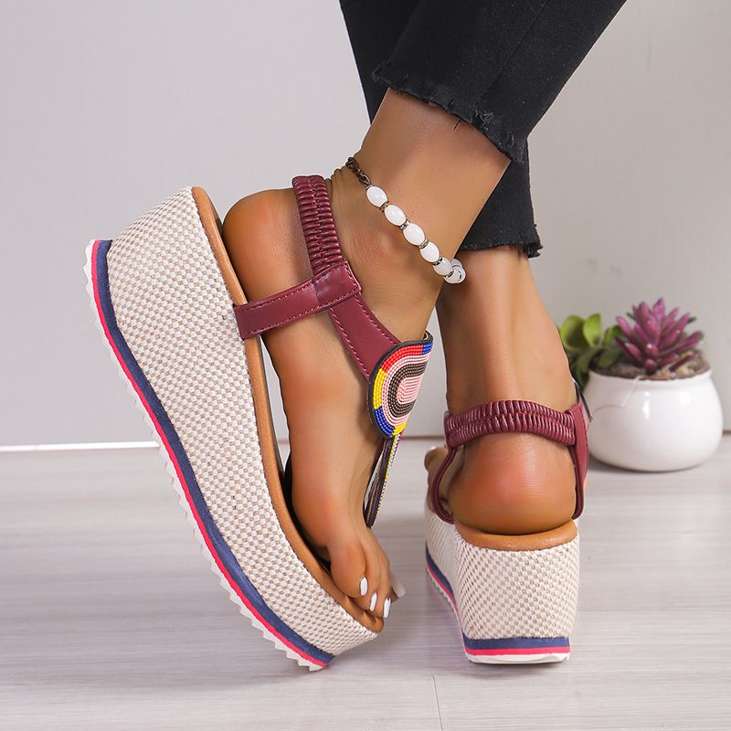 New Fashion Trend Pinched Elastic Platform Platform High Heel Comfortable Plus-size Sandals_voghion.com