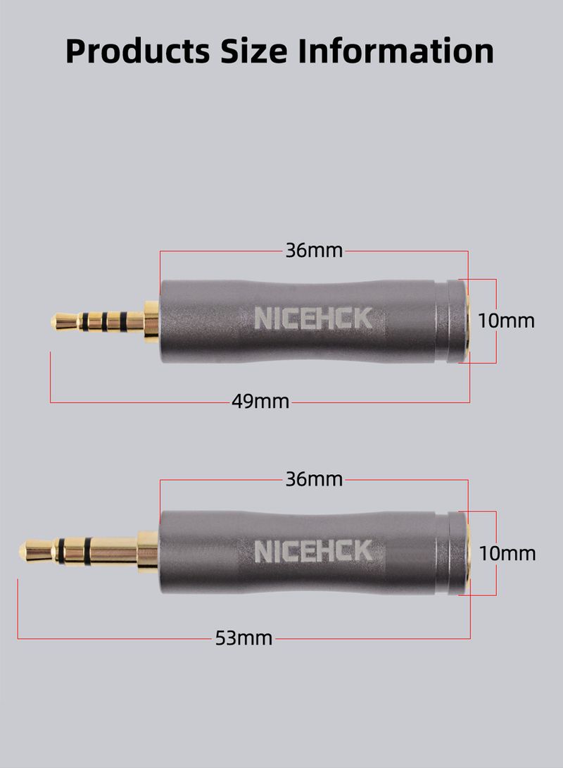 Nicehck Hifi Earphone Adapter Plug 4.4mm Female To 3.5mm 2.5mm Male Wire Connector Gold-plated Audio Jack Earbud_voghion.com