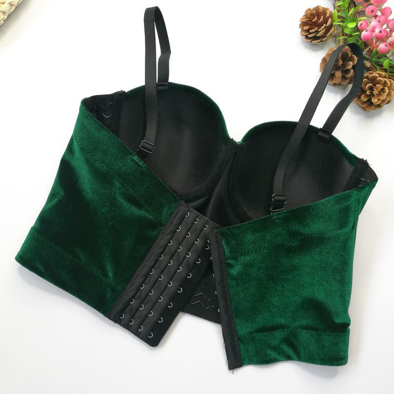 Vêtements pour femmes, bretelles en velours, vêtements d'extérieur, soutien-gorge en arête de poisson, couleur unie, velours coréen avec anneau en acier, gilet gainant, style court, haut tube polyvalent_voghion.com