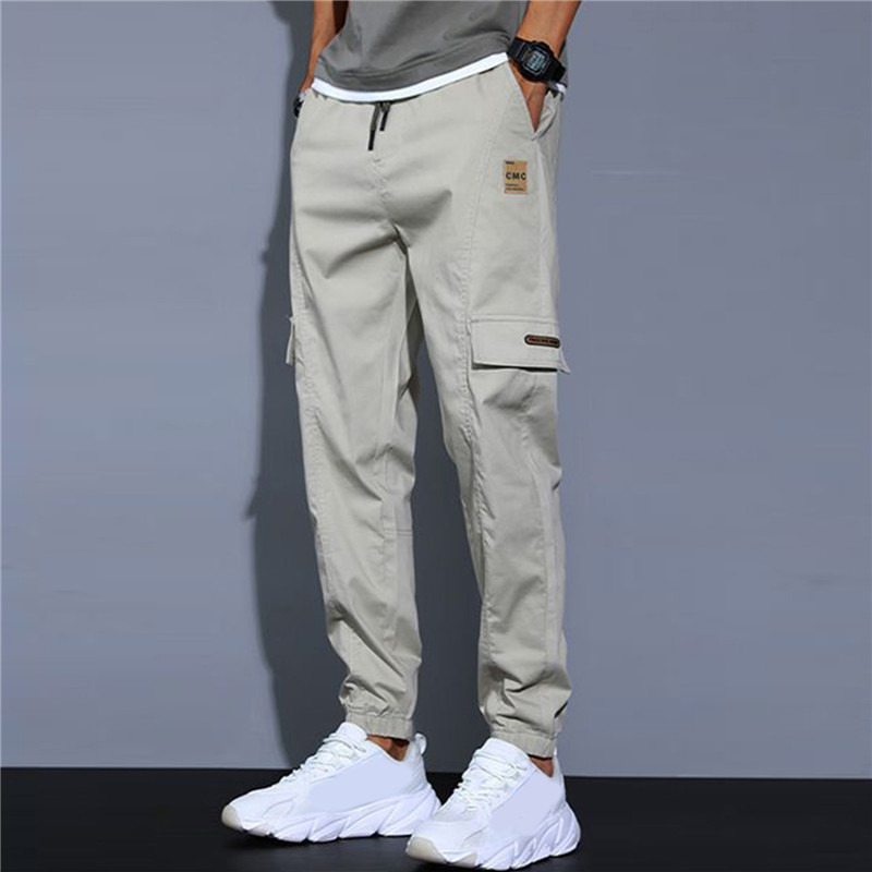 Korean Pant Summer Spring Men Elastic Cargo Sweatpants Jogger Harem Hip Thin Trousers Casual Cotton Waist Hop Slim Pants_voghion.com