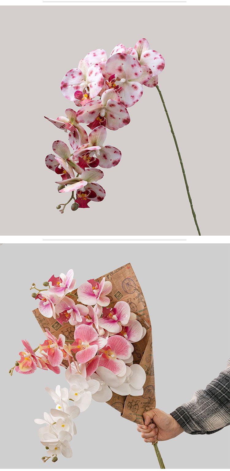 Artificial & Dried Flowers Green Plant Milk Candy Nine Head Hand Feel Moisturizing Phalaenopsis Artificial Flower Flower Wedding Decorations_voghion.com