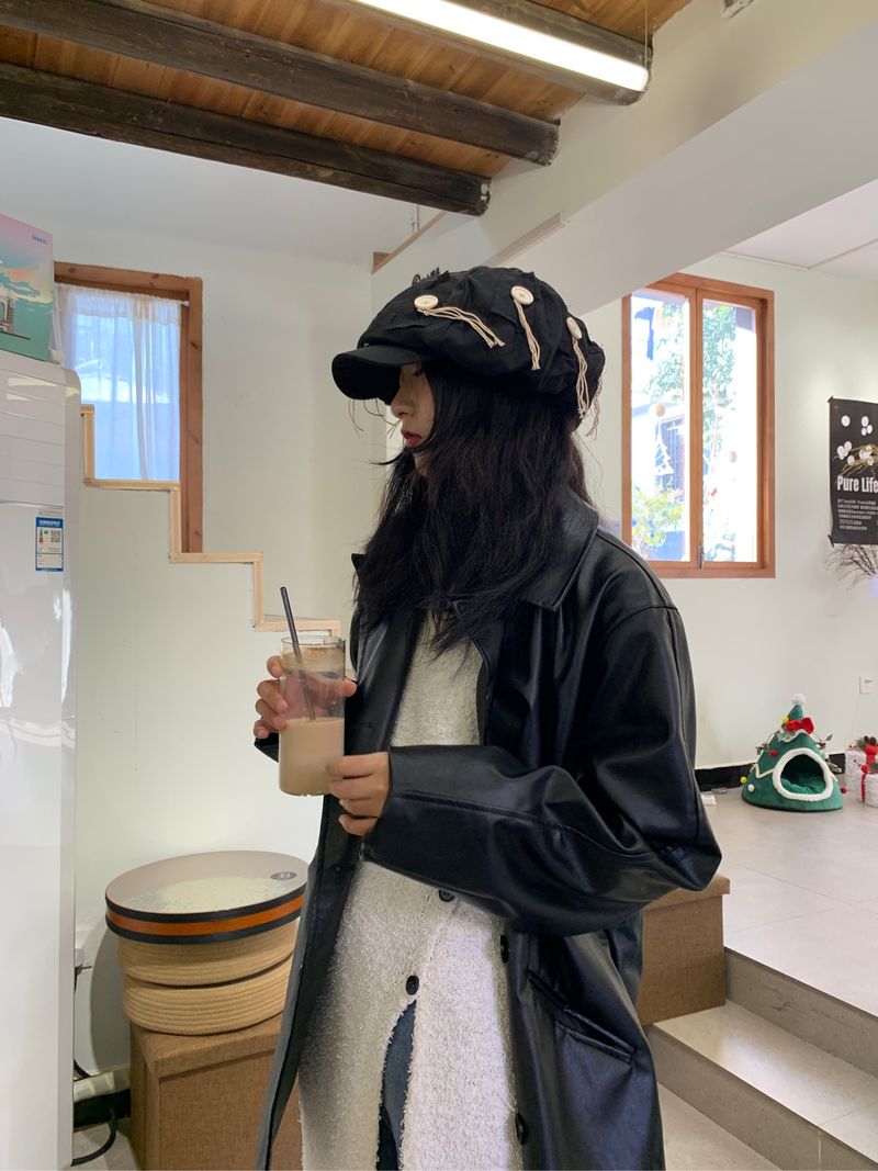 Nischenknopf-Design Oversized Clouds Damenhut Dark Street Style Achteckige Baskenmütze Frühling/Sommer 2025 Neu_voghion.com