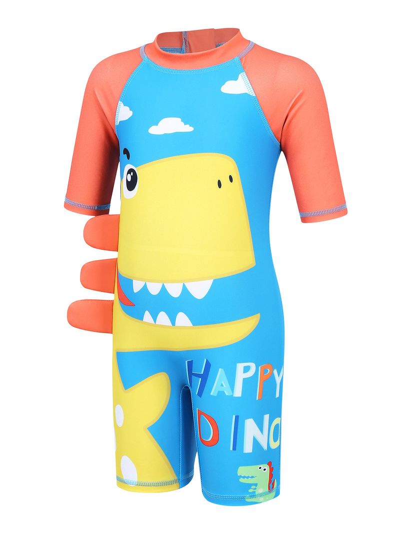 Traje de baño para madres e hijos, traje de baño de verano con estampado de dinosaurios para niños de Europa y América, traje de surf para niños, traje de baño de una pieza de manga corta_voghion.com