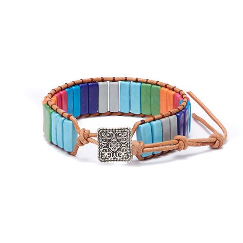 Women's Bohemian Wind Emperor Stone Handmade Wrapped Woven Leather Cord Bracelet_voghion.com