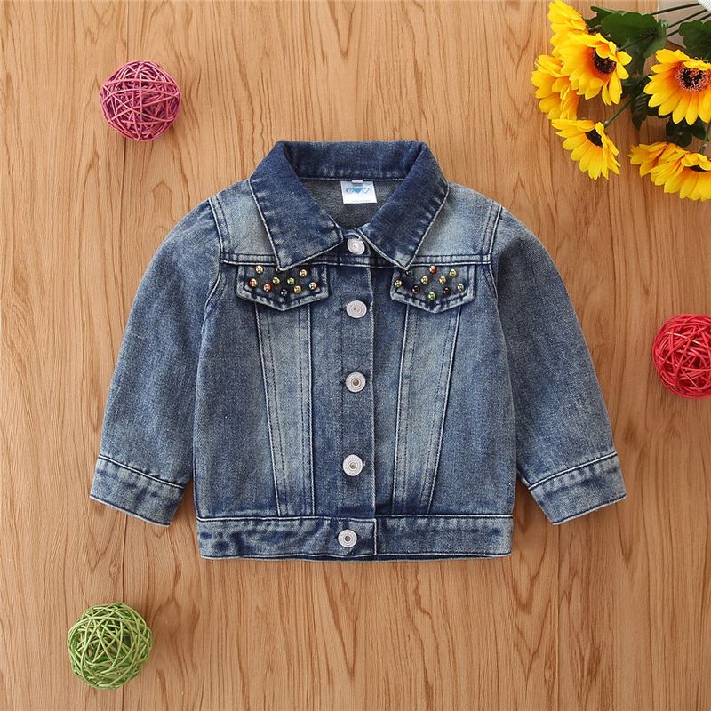 Giacca in denim per bambine - Cappotto alla moda a maniche corte per bambini e bambine (80-120 cm) - Miscela di cotone di prima qualità - Moda primavera/autunno_voghion.com