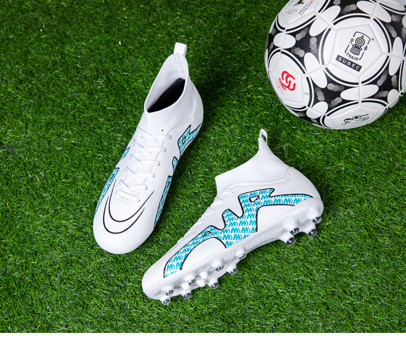 High-Top-Fußballschuh für Jungen und Mädchen, TF, gebrochener Kunstrasen, AG-Nagellederfuß, Jugend-Studenten-Trainingsschuhe_voghion.com