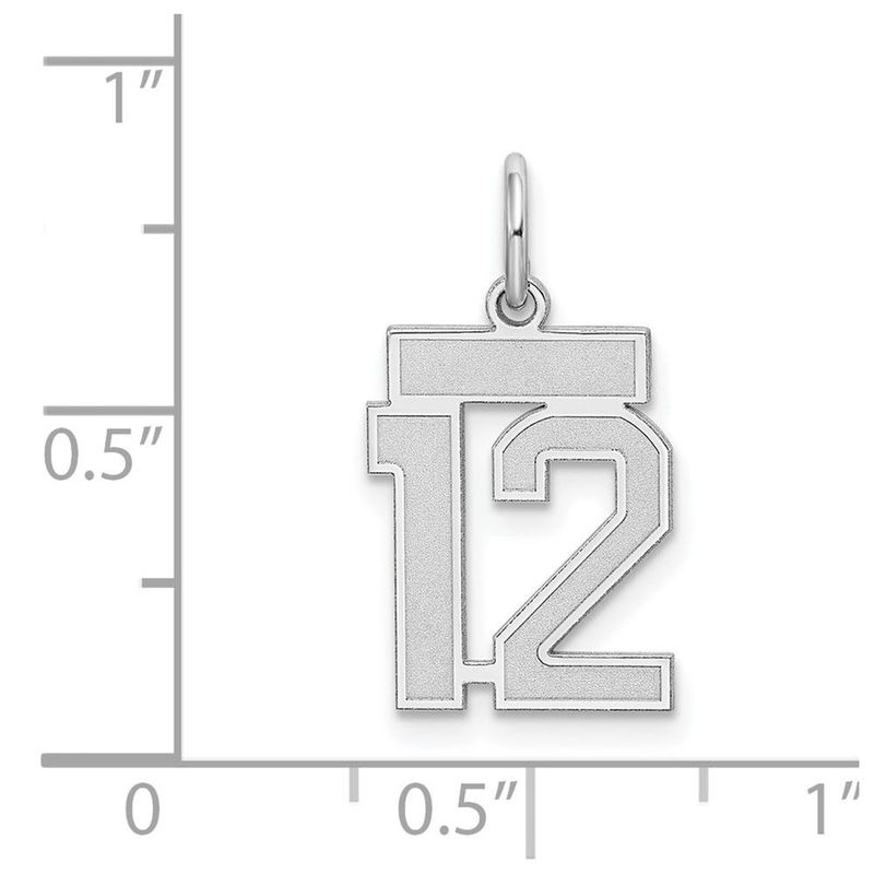 Sterling Silver/Rhodium-plated Satin Number 12 Charm_voghion.com
