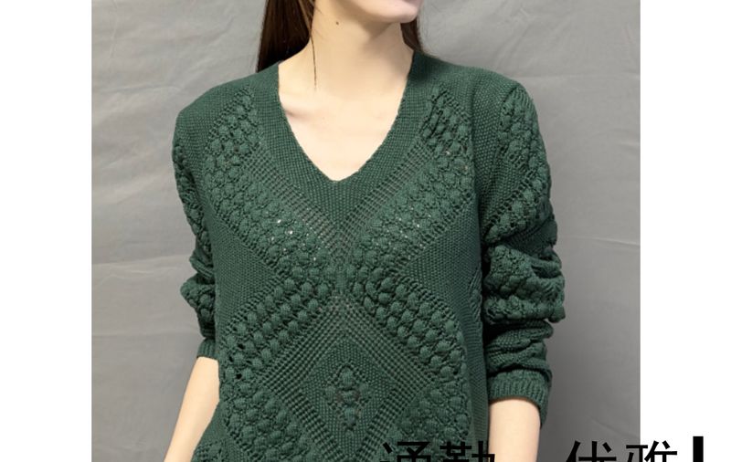 Maglione casual elegante da donna, nuovo maglione lavorato a maglia con scollo a V e maniche lunghe, primavera e autunno_voghion.com