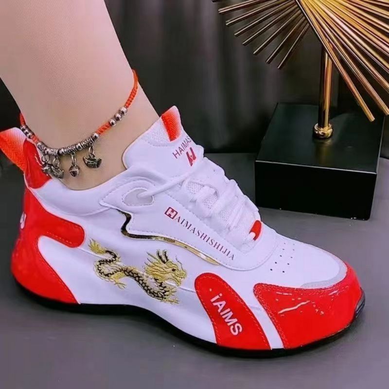 Scarpe da ginnastica firmate per l'estate in pelle impermeabile casual sportive da donna leggere traspiranti slip solide con plateau_voghion.com