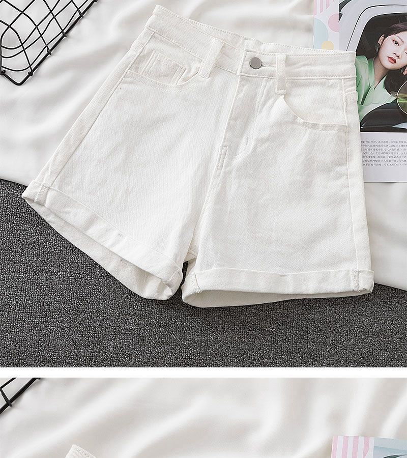 Vêtements pour femmes, couleur claire, all-match, taille haute, short en jean délavé pour femmes, jambe large, pantalon chaud coupe A, tendance, été_voghion.com