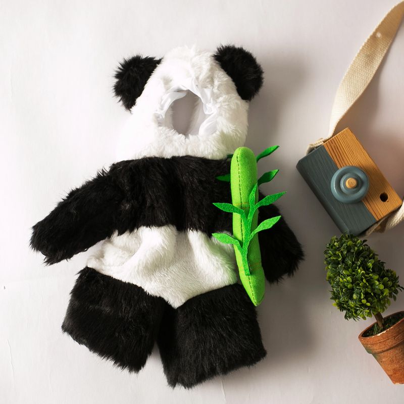 Halloween Pet Funny Cat Dog Transformation 3D Panda Holding Bamboo Upright Costume_voghion.com