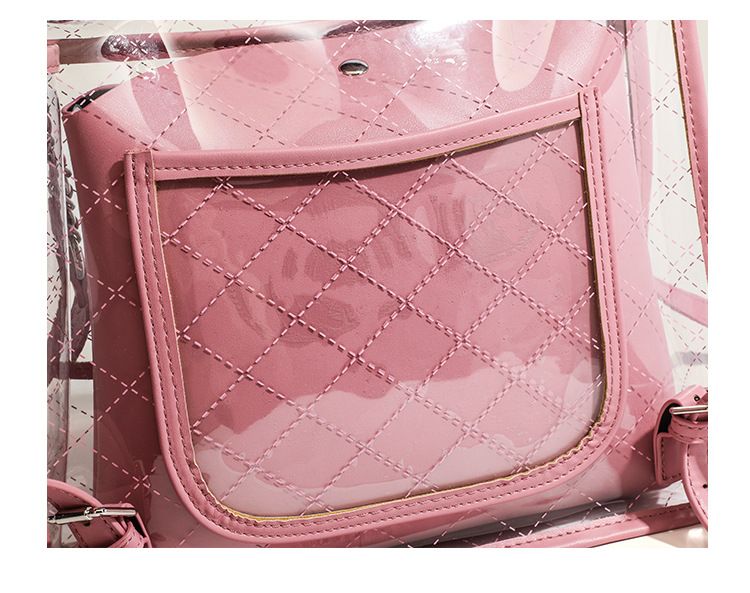 Zaino da scuola di alta qualità, stile casual, da pendolare, per la primavera e l'estate 2025, coreano, con texture trapuntata trasparente, da donna_voghion.com