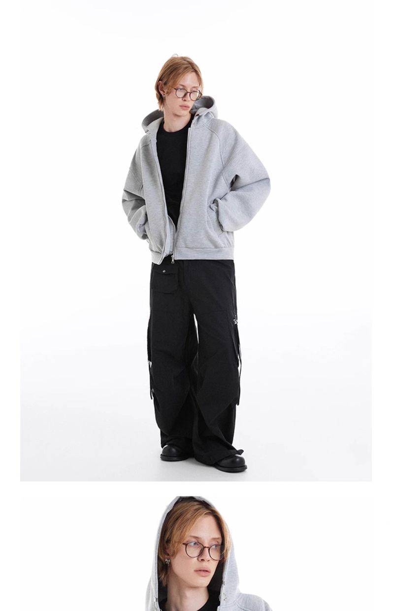 Men's Casual Zip-Up Hoodie With Cleanfit Style - Lightweight Pullover Jacket For Spring & Fall (Light Grey, Oversized Fit)_voghion.com