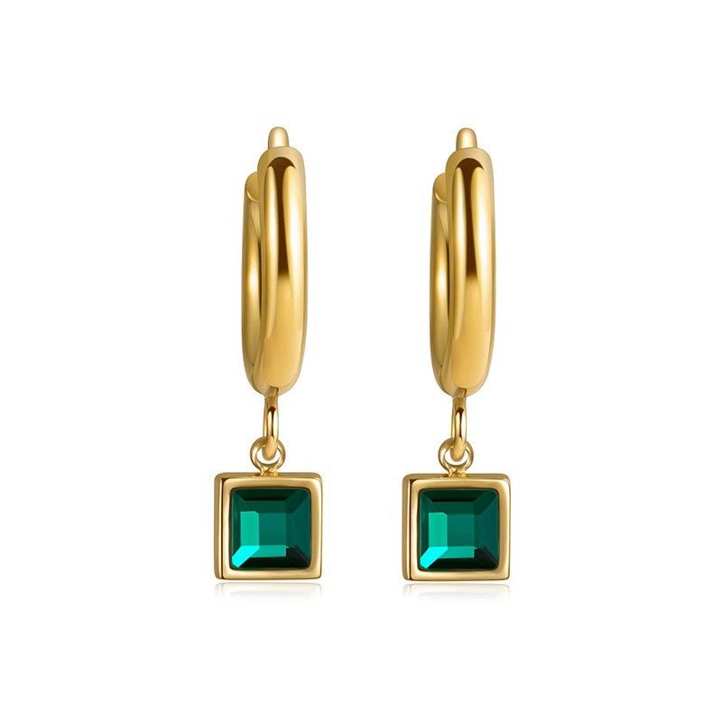 Love Green Großmutter Zirkon Ohrringe, klein und hochwertig, einfaches Mangxing Ohrnagel-Schmuckset aus Titanstahl_voghion.com
