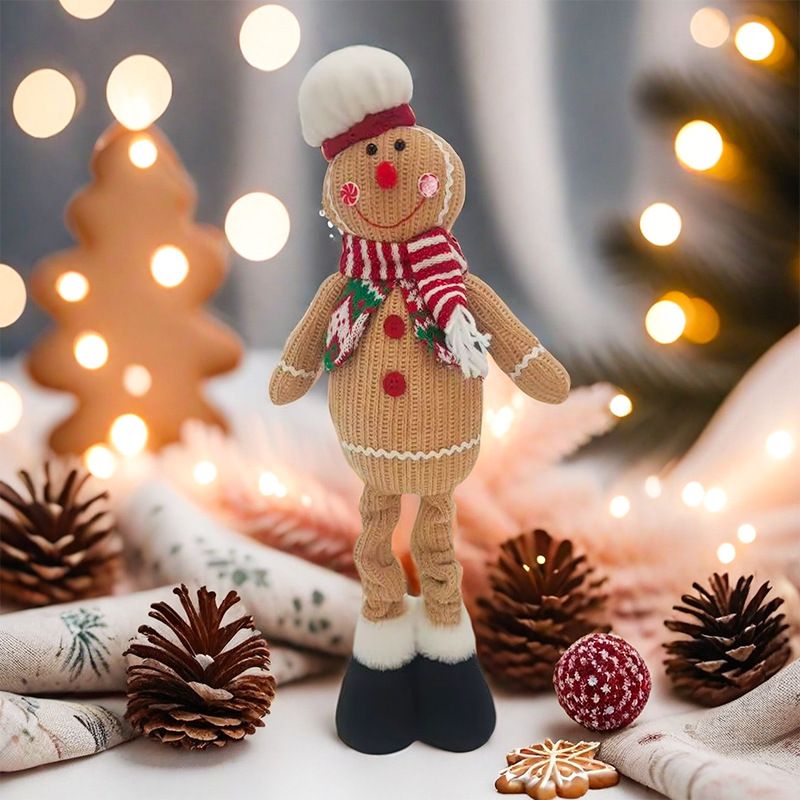 Grenzüberschreitender Lebkuchenmann, lächelnd, einziehbarer Stimmungsanhänger, kugelförmige Weihnachtspuppe, gestrickt_voghion.com