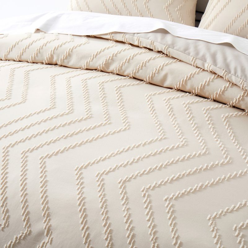 Weiches Flanell-Bettwäscheset mit geometrischem Wellenmuster in Beige, 3-teiliger Bettbezug im skandinavischen Stil mit Spannbettlaken, mehrere Größen, gemütliches Wohndekor_voghion.com