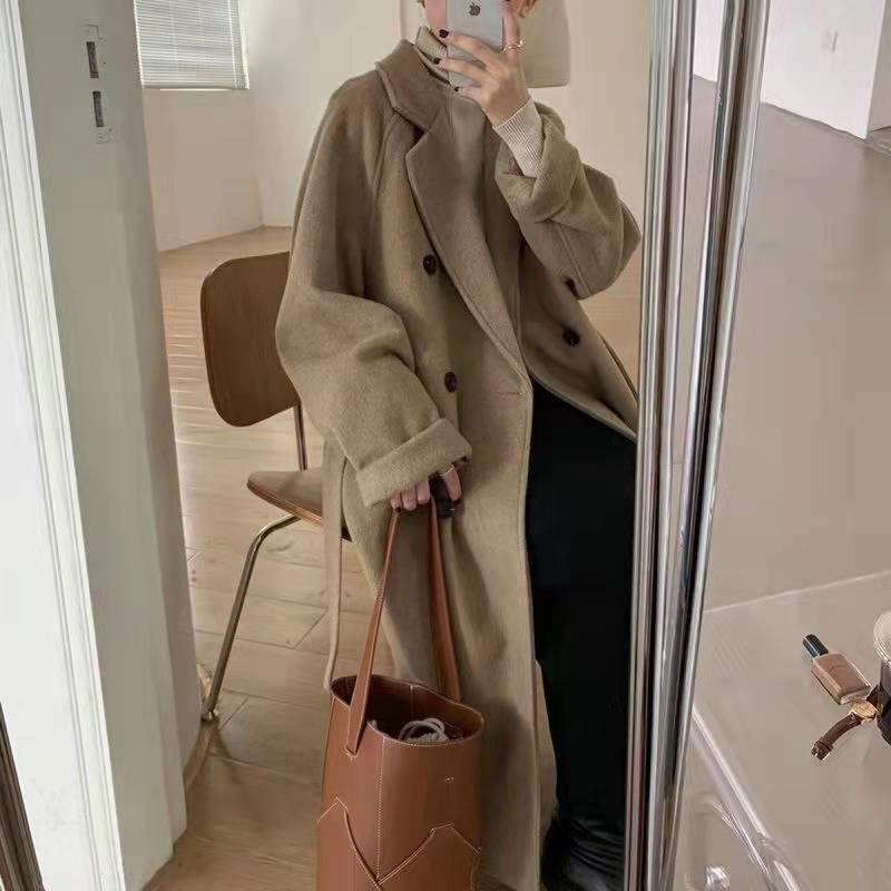 Xi Wu Women's Elegant Woolen Coat, Stylish And Warm Outerwear, Thickened Mid-length Jacket For Autumn And Winter, Hepburn Style_voghion.com