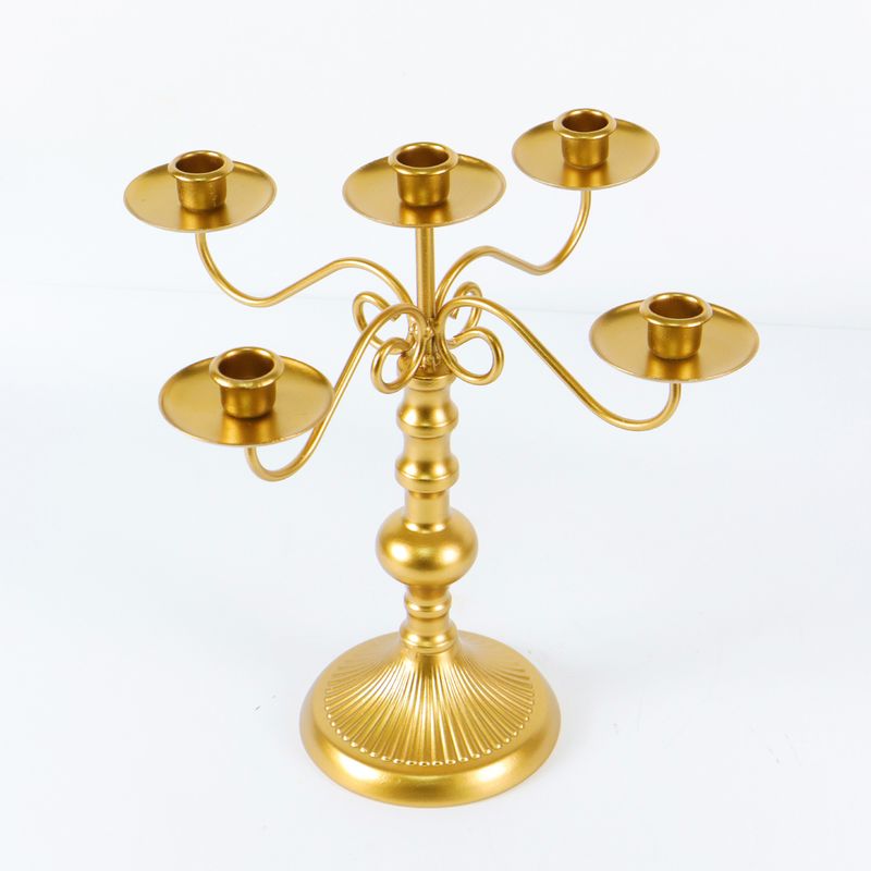 Chandelier transfrontalier européen rétro en fer forgé pour table à manger, décoration de la maison, aménagement de mariage, atmosphère romantique, chandelier doré à cinq têtes_voghion.com