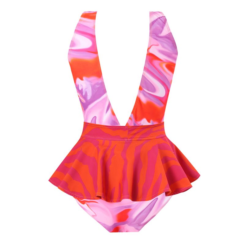 Maillot de bain une pièce sexy avec jupe transparente, ensemble bikini dos nu, taille haute gainant le ventre, pour femme_voghion.com