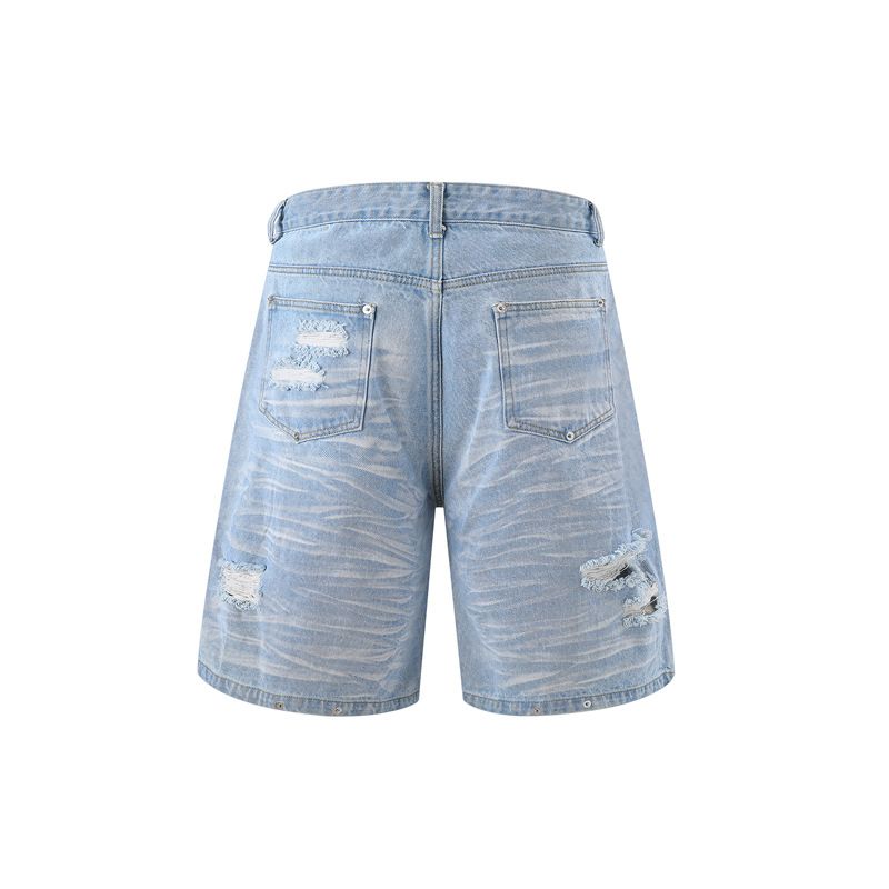 Męska odzież retro zniszczony brudny podarty zdekonstruowany podszewka na ramiona garnitur dżinsowy dla mężczyzn i kobiet uliczny trend dżinsy_voghion.com
