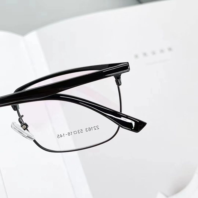 New Men's Business Style Eyebrow Metal Half Anti Blue Light Flat Artistic Square Myopia Lens Frame_voghion.com